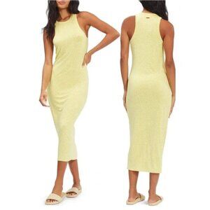 Billabong Soft Tomboy Tank Midi Dress Yellow Polka Dot Size Medium